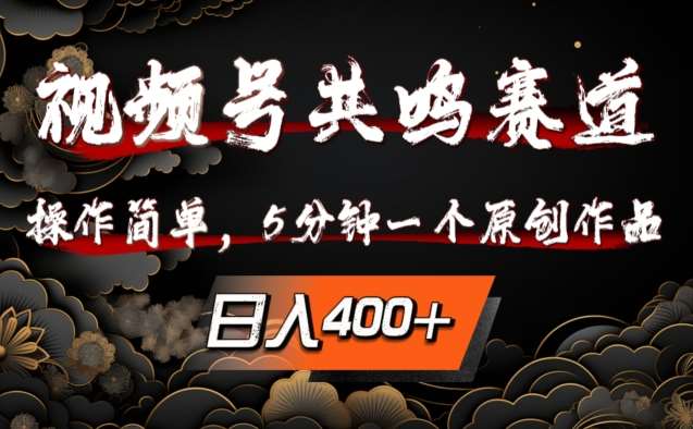 视频号共鸣赛道，操作简单，5分钟1个原创作品，日入几张【揭秘】-时光论坛