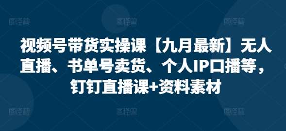 视频号带货实操课【九月最新】无人直播、书单号卖货、个人IP口播等，钉钉直播课+资料素材-时光论坛