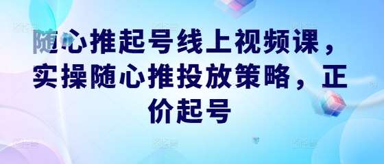随心推起号线上视频课，实操随心推投放策略，正价起号-时光论坛
