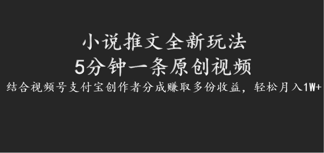 小说推文全新玩法，5分钟一条原创视频，结合视频号支付宝创作者分成赚取多份收益-时光论坛