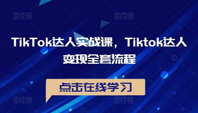 TikTok达人实战课，Tiktok达人变现全套流程-时光论坛