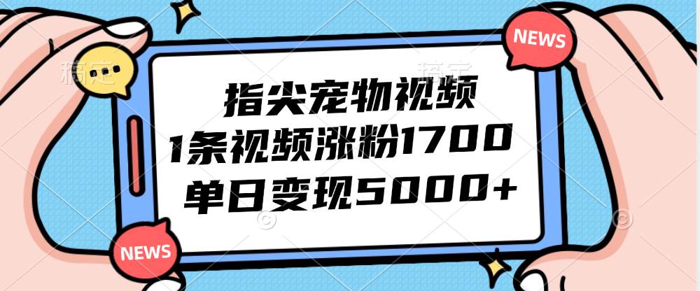 （12549期）指尖宠物视频，1条视频涨粉1700，单日变现5000+-时光论坛