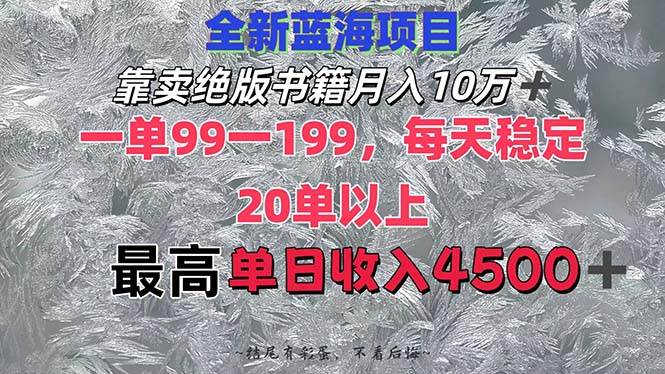 （12512期）靠卖绝版书籍月入10W+,一单99-199，一天平均20单以上，最高收益日入4500+-时光论坛