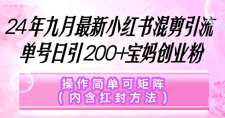 （12530期）小红书混剪引流，单号日引200+宝妈创业粉，操作简单可矩阵（内含扛封…-时光论坛