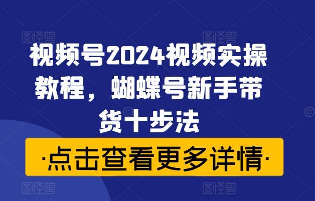 视频号2024视频实操教程，蝴蝶号新手带货十步法-时光论坛