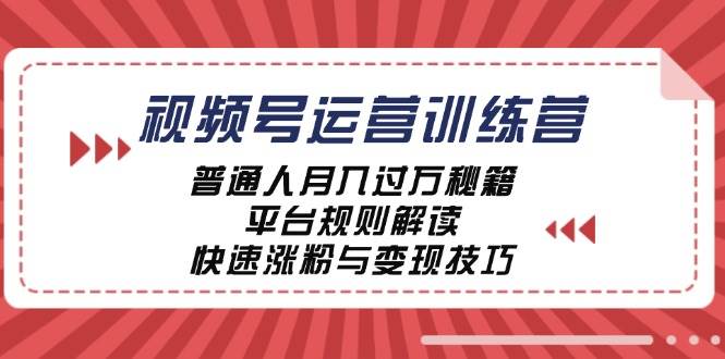 视频号运营训练营：普通人月入过万秘籍，平台规则解读，快速涨粉与变现-时光论坛