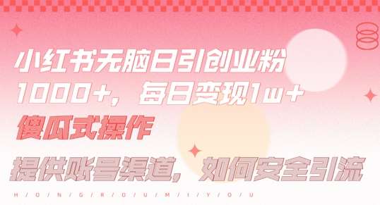 小红书无脑每日引流创业粉500+，小白每天只花半小时，躺赚长尾收益【揭秘】-时光论坛