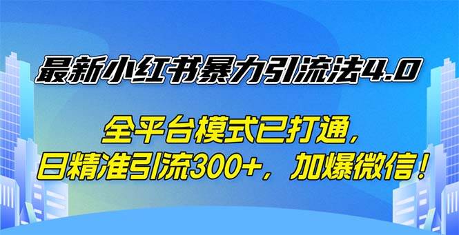 （12505期）最新小红书暴力引流法4.0， 全平台模式已打通，日精准引流300+，加爆微…-时光论坛