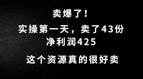 这个资源，需求很大，实操第一天卖了43份，净利润425【揭秘】-时光论坛