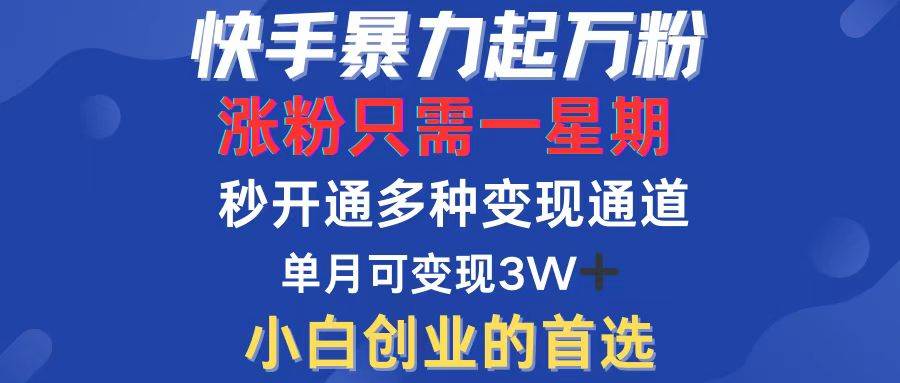 （12651期）快手暴力起万粉，涨粉只需一星期，多种变现模式，直接秒开万合，小白创…-时光论坛