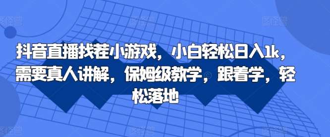抖音直播找茬小游戏，小白轻松日入1k，需要真人讲解，保姆级教学，跟着学，轻松落地【揭秘】-时光论坛