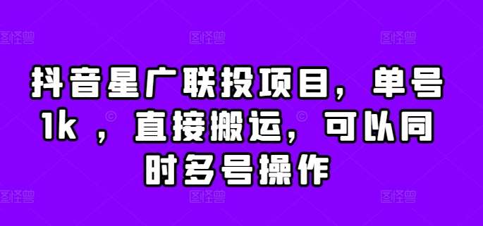 抖音星广联投项目，单号1k ，直接搬运，可以同时多号操作【揭秘】-时光论坛