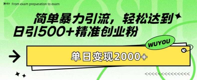 简单暴力引流，轻松达到日引500+精准创业粉，单日变现2k【揭秘】-时光论坛