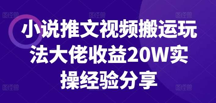 小说推文视频搬运玩法大佬收益20W实操经验分享-时光论坛
