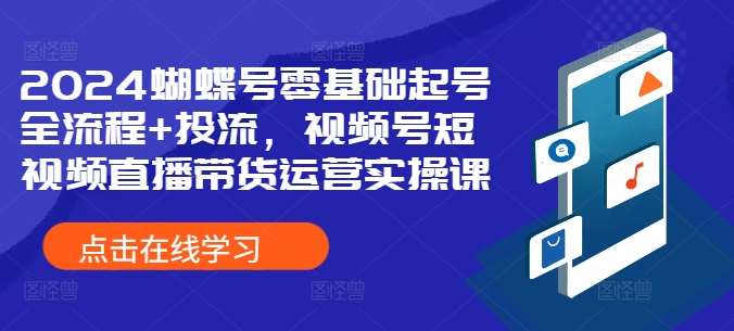2024蝴蝶号零基础起号全流程+投流，视频号短视频直播带货运营实操课-时光论坛