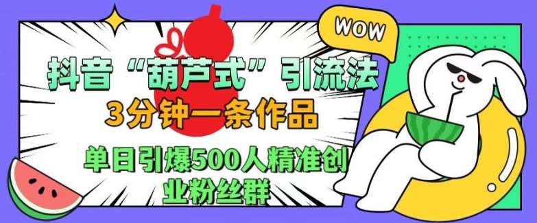 抖音葫芦式引流法，三分钟一条作品，单日引爆抖音500人精准创业粉丝群【揭秘】-时光论坛
