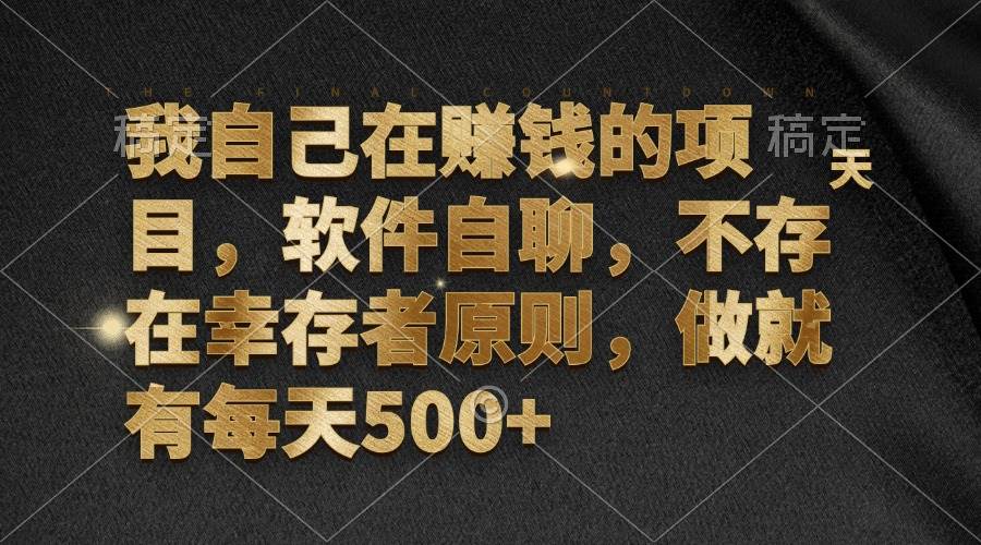 （12956期）我自己在赚钱的项目，软件自聊，不存在幸存者原则，做就有每天500+-时光论坛