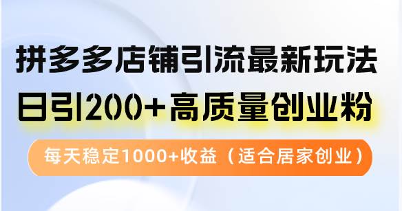（12893期）拼多多店铺引流最新玩法，日引200+高质量创业粉，每天稳定1000+收益（…-时光论坛