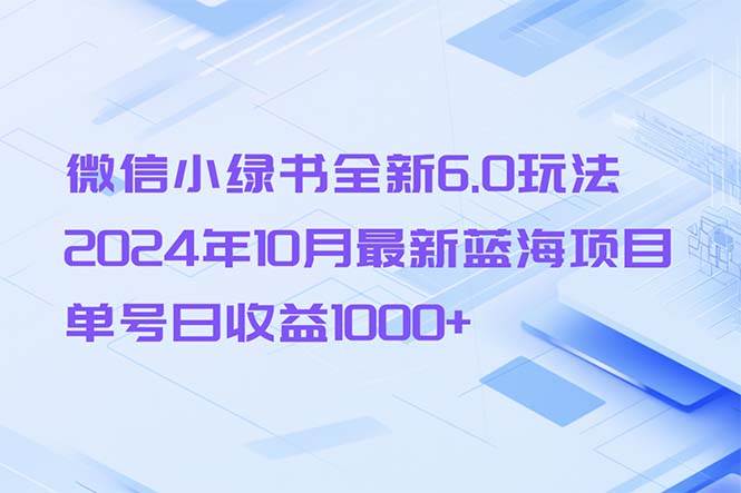 （13052期）微信小绿书全新6.0玩法，2024年10月最新蓝海项目，单号日收益1000+-时光论坛