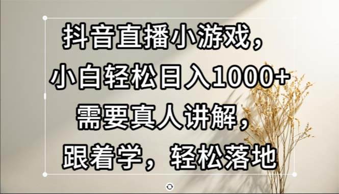 （13075期）抖音直播小游戏，小白轻松日入1000+需要真人讲解，跟着学，轻松落地-时光论坛