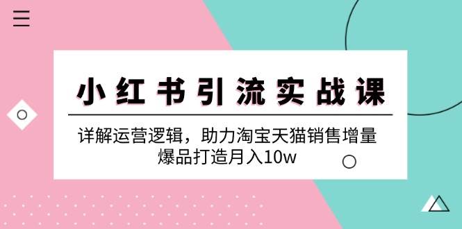 小红书引流实战课：详解运营逻辑，助力淘宝天猫销售增量，爆品打造月入10w-时光论坛