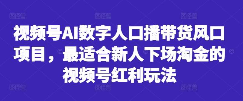视频号AI数字人口播带货风口项目，最适合新人下场淘金的视频号红利玩法-时光论坛