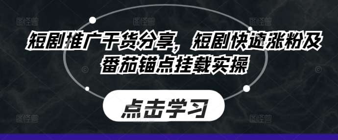 短剧推广干货分享，短剧快速涨粉及番茄锚点挂载实操-时光论坛