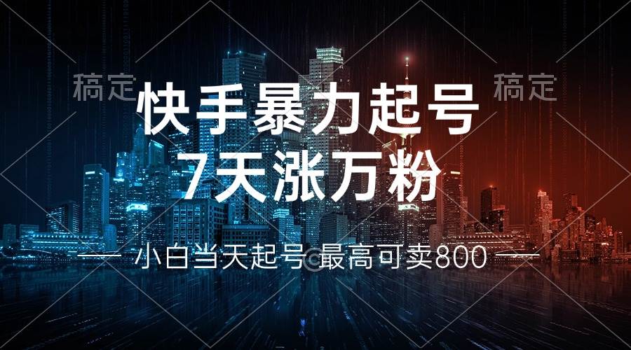 （13142期）快手暴力起号，7天涨万粉，小白当天起号 多种变现方式，账号回收，单月…-时光论坛