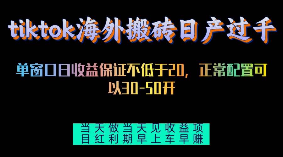 （13079期）tiktok海外搬砖项目单机日产过千当天做当天见收益-时光论坛