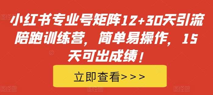 小红书专业号矩阵12+30天引流陪跑训练营，简单易操作，15天可出成绩!-时光论坛