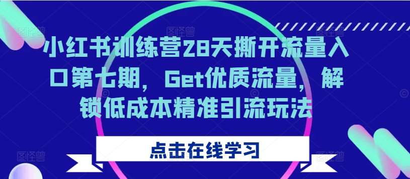 小红书训练营28天撕开流量入口第七期，Get优质流量，解锁低成本精准引流玩法-时光论坛