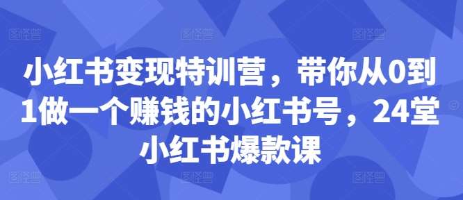 小红书变现特训营，带你从0到1做一个赚钱的小红书号，24堂小红书爆款课-时光论坛