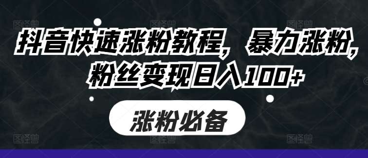 抖音快速涨粉教程，暴力涨粉，粉丝变现日入100+-时光论坛