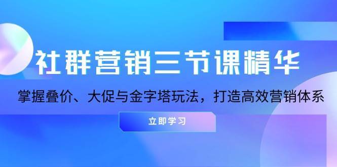 社群营销三节课精华：掌握叠价、大促与金字塔玩法，打造高效营销体系-时光论坛