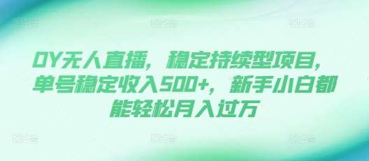 DY无人直播，稳定持续型项目，单号稳定收入500+，新手小白都能轻松月入过万【揭秘】-时光论坛