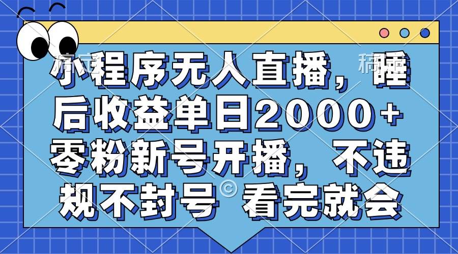 （13251期）小程序无人直播，睡后收益单日2000+ 零粉新号开播，不违规不封号 看完就会-时光论坛