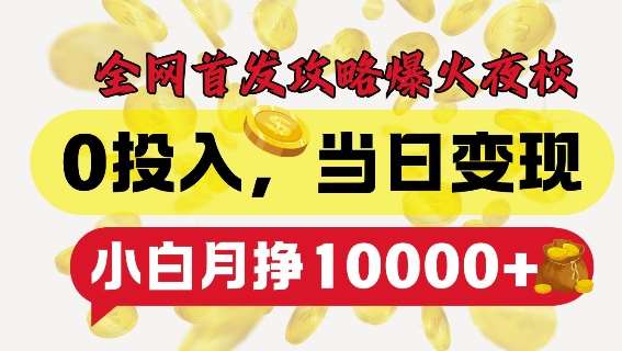 全网首发爆火夜校，0投入，当日变现，小白轻松月入1w+【揭秘】-时光论坛