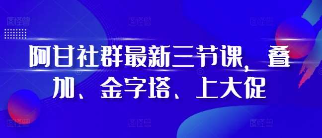 阿甘社群最新三节课，叠加、金字塔、上大促-时光论坛