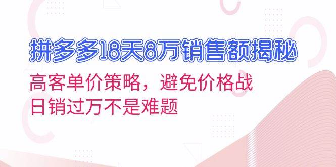 （13383期）拼多多18天8万销售额揭秘：高客单价策略，避免价格战，日销过万不是难题-时光论坛