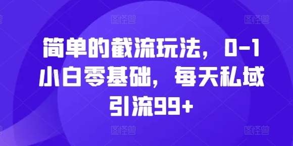 简单的截流玩法，0-1小白零基础，每天私域引流99+【揭秘】-时光论坛