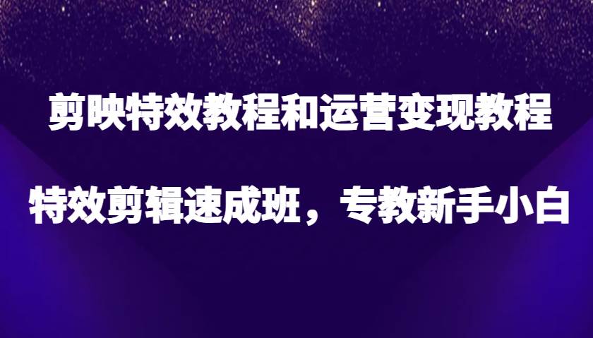 剪映特效教程和运营变现教程，特效剪辑速成班，专教新手小白-时光论坛