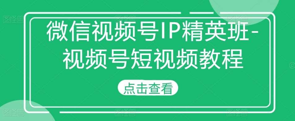 微信视频号IP精英班-视频号短视频教程-时光论坛