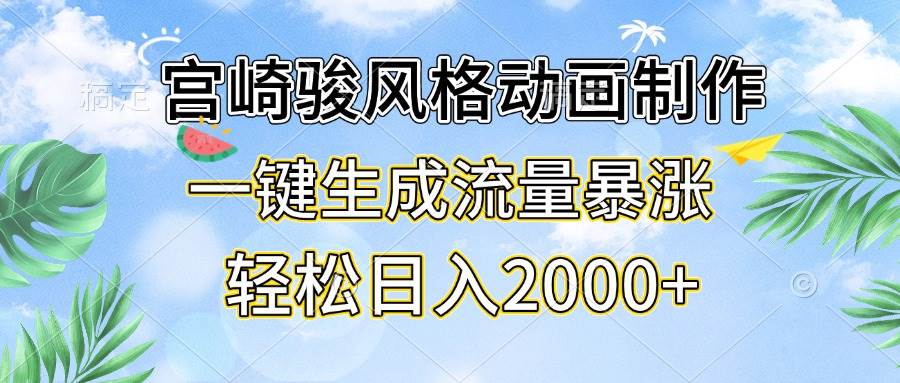 （13386期）宫崎骏风格动画制作，一键生成流量暴涨，轻松日入2000+-时光论坛