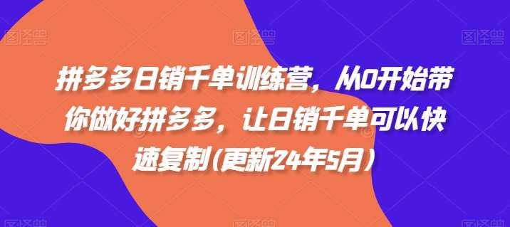 拼多多日销千单训练营，从0开始带你做好拼多多，让日销千单可以快速复制(更新24年11月)-时光论坛