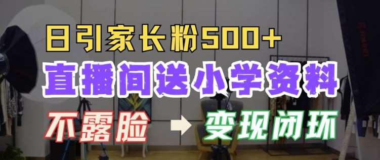 直播间送小学资料，每天引流家长粉500+，变现闭环模式【揭秘】-时光论坛