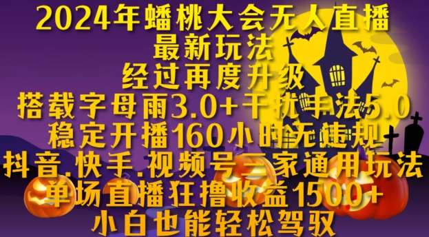 2024年蟠桃大会无人直播最新玩法，稳定开播160小时无违规，抖音、快手、视频号三家通用玩法【揭秘】-时光论坛