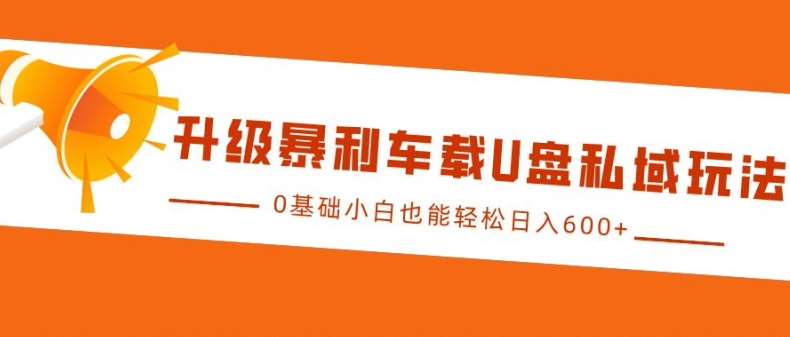 升级暴利车载U盘私域玩法，0基础小白也能轻松日入多张【揭秘】-时光论坛