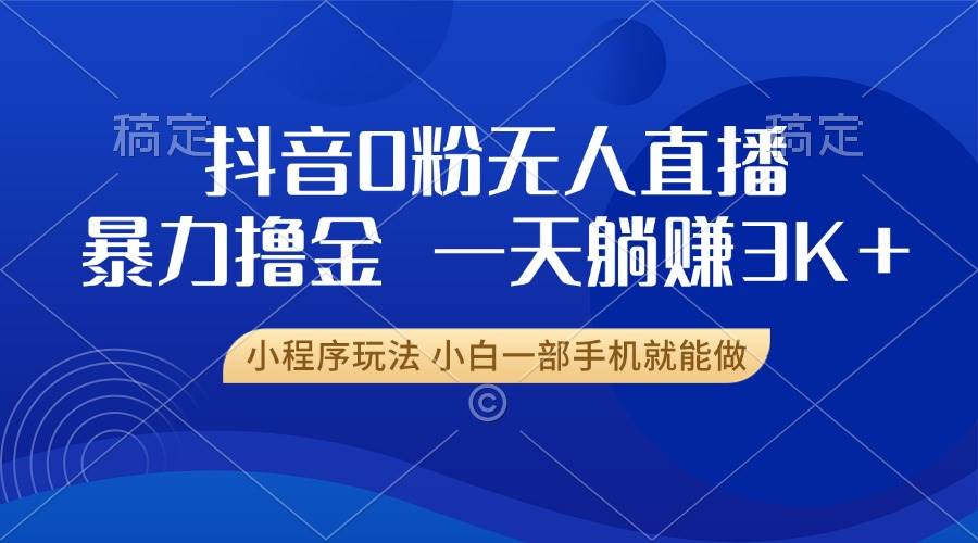 （13449期）抖音0粉无人直播暴力掘金，一天躺赚3K+，小白一部手机就能做-时光论坛
