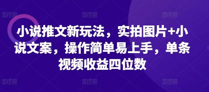 小说推文新玩法，实拍图片+小说文案，操作简单易上手，单条视频收益四位数-时光论坛