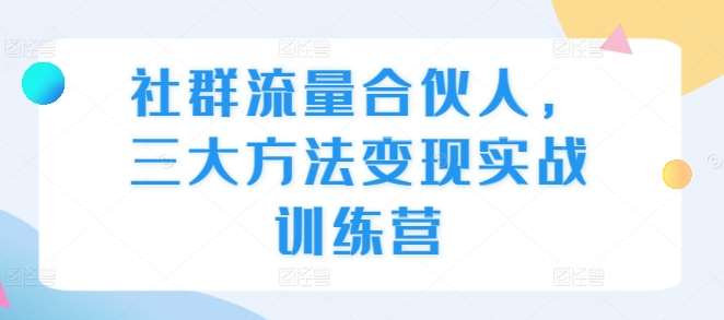 社群流量合伙人，三大方法变现实战训练营-时光论坛